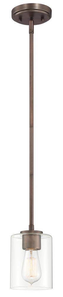 Liam Collection - 1 Light - Mini Pendant - 5"W - 7.25"H - Satin Copper Bronze Finish