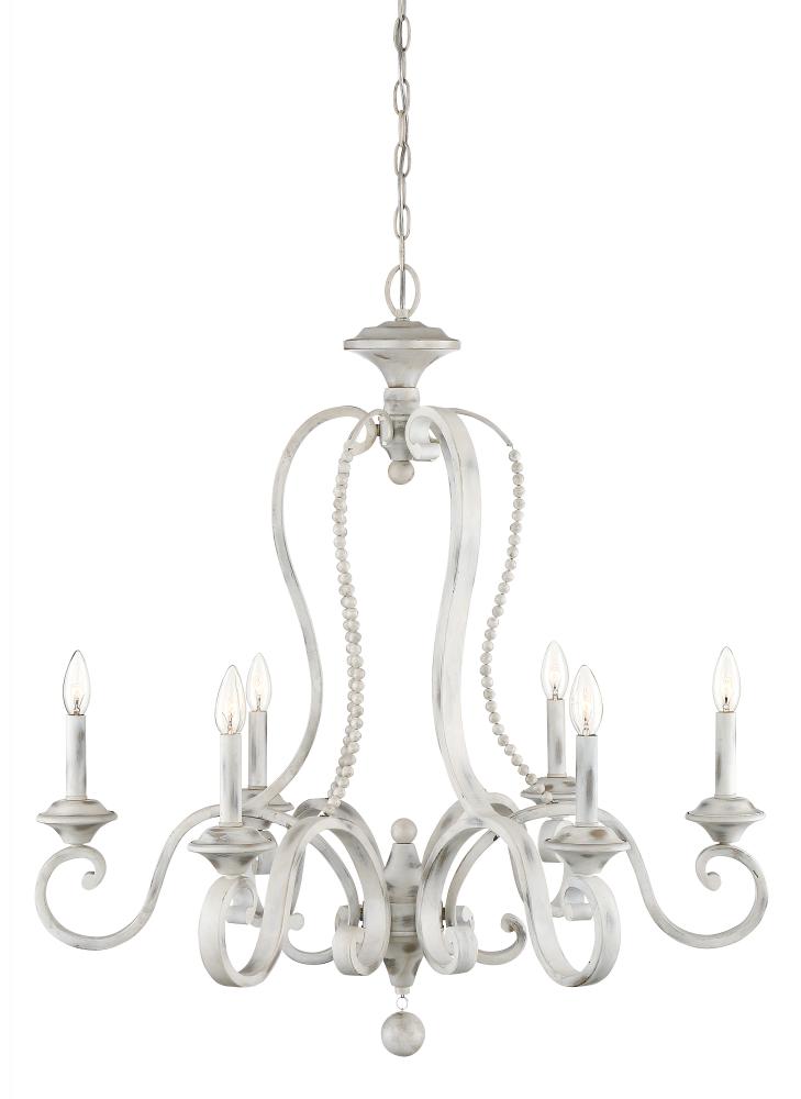 Newport Collection - 6 Light - Chandelier - 31.75"W - 33.75"H - Coastal Weathered White
