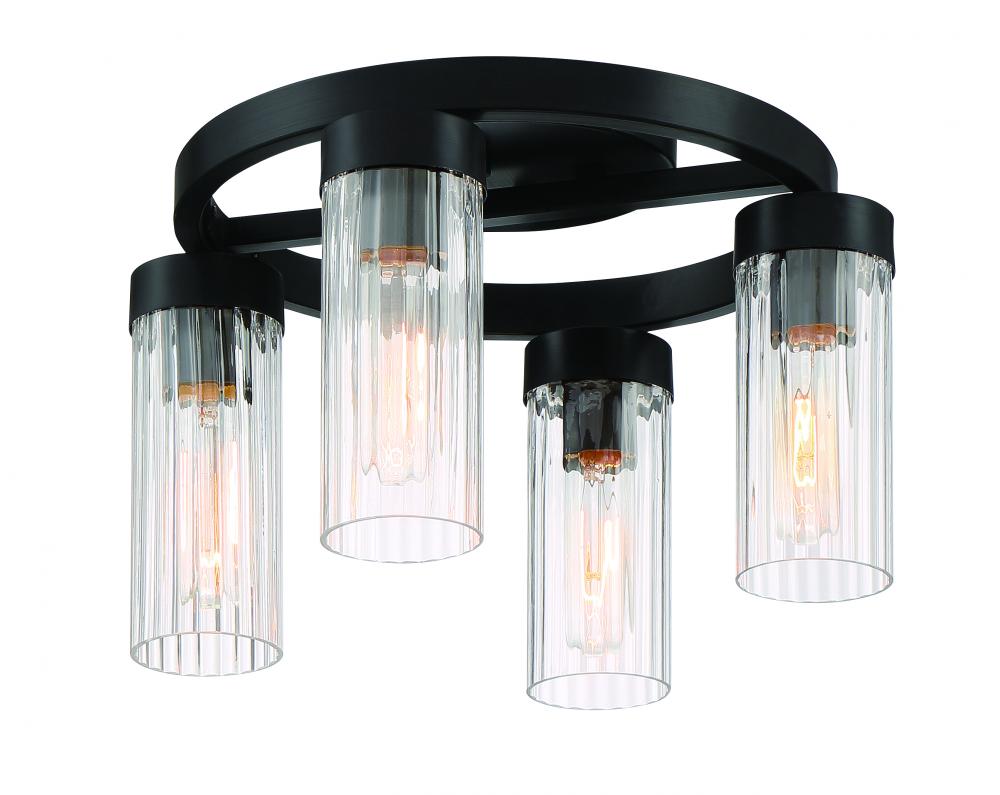 Braden Collection - 4 Light - Semi-Flush - 14"W - 9.25"H - Iron Graphite Finish