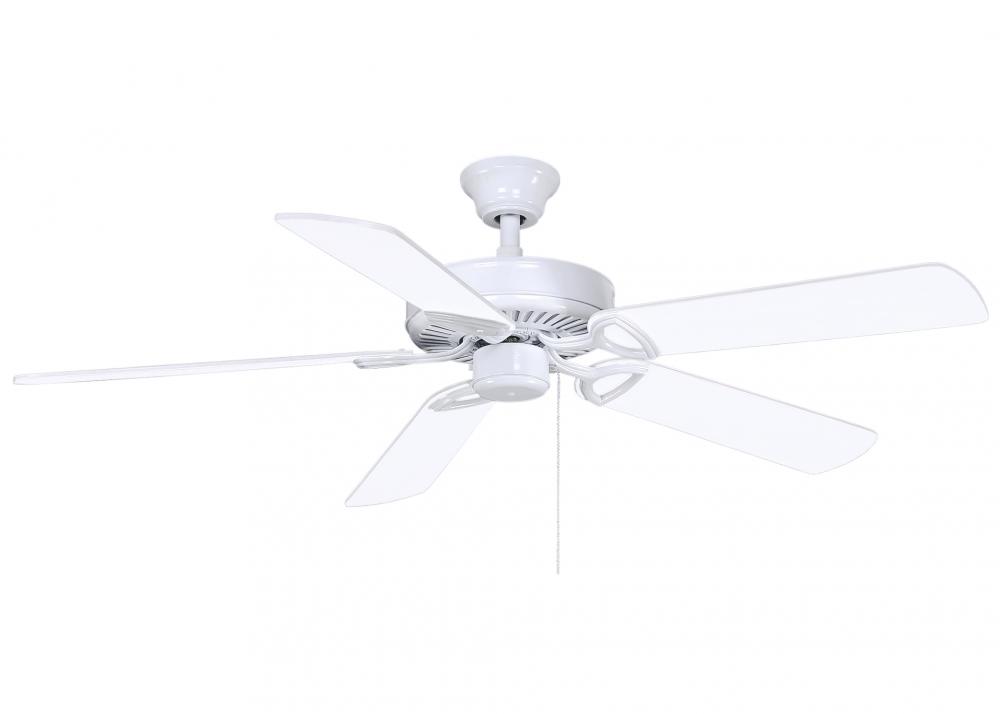 America 3-speed ceiling fan in gloss white finish with 52" white blades. Made in Taiwan