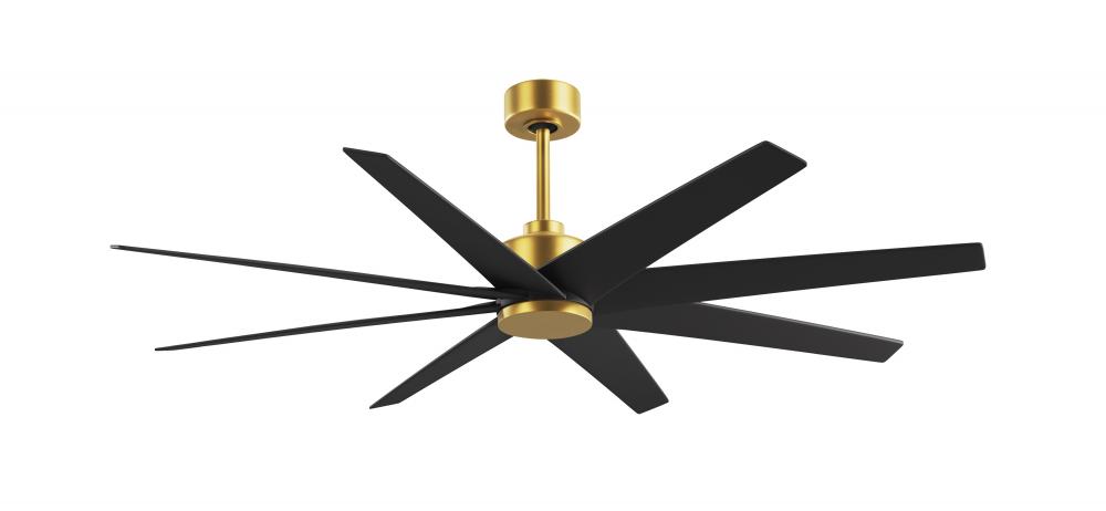 Ariella 8-blade ceiling fan in Brushed Brass and Matte Black blades