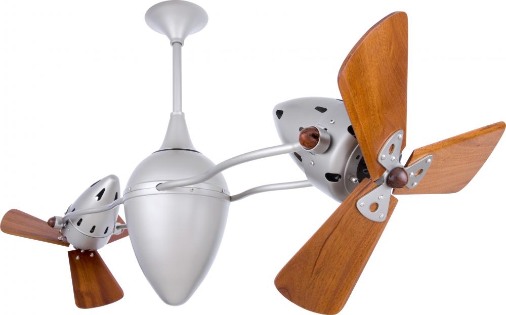 Ar Ruthiane - Rotational Ceiling Fan - Brushed Nickel Finish - Mahogany Tone Blades