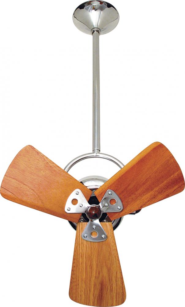 Bianca Direcional ceiling fan in Polished Chrome finish with solid sustainable mahogany wood blade