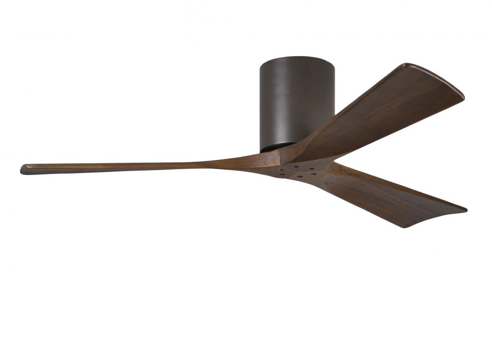 Irene-3H three-blade flush mount paddle fan in Textured Bronze finish with 52” solid walnut tone