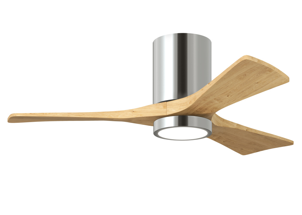 Irene-3HLK - 42" Three Blade Flush Mount Paddle Fan - 5CCT Integrated LED - Chrome Finish