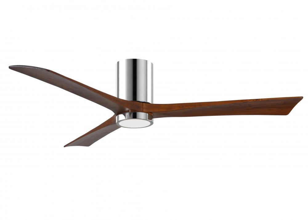 Irene-3HLK three-blade flush mount paddle fan in Polished Chrome finish with 60” solid walnut to