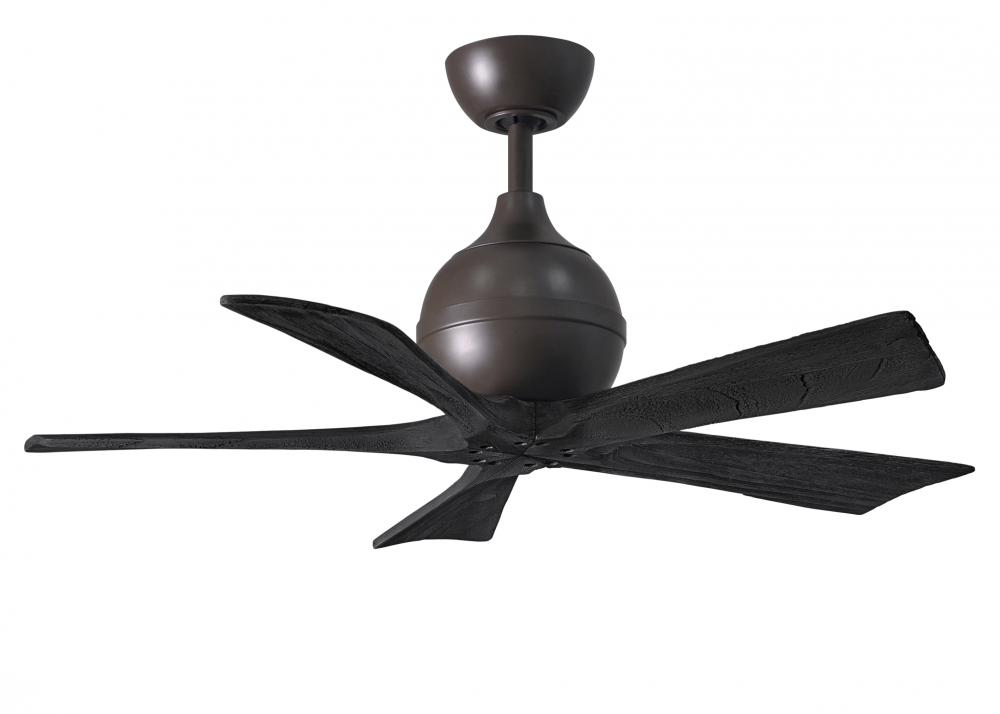 Irene-5 five-blade paddle fan in Textured Bronze finish with 42" solid matte black wood blades