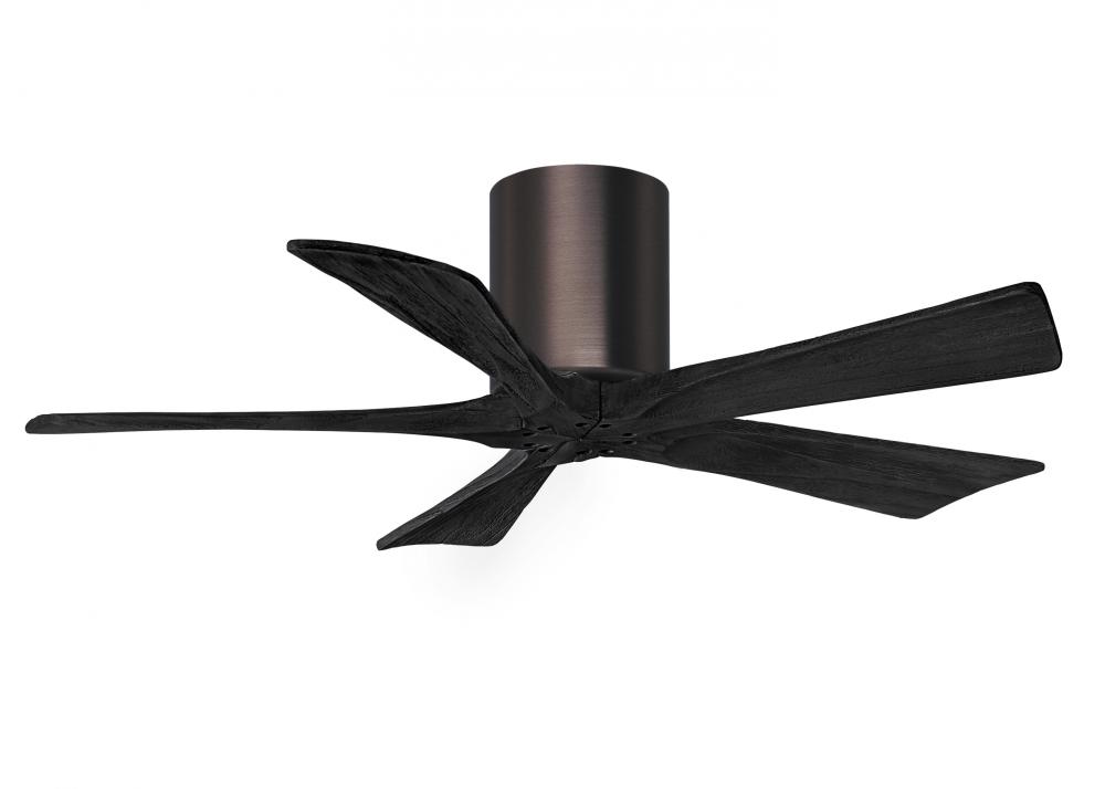 Irene-5H five-blade flush mount paddle fan in Brushed Bronze finish with 42” solid matte black w
