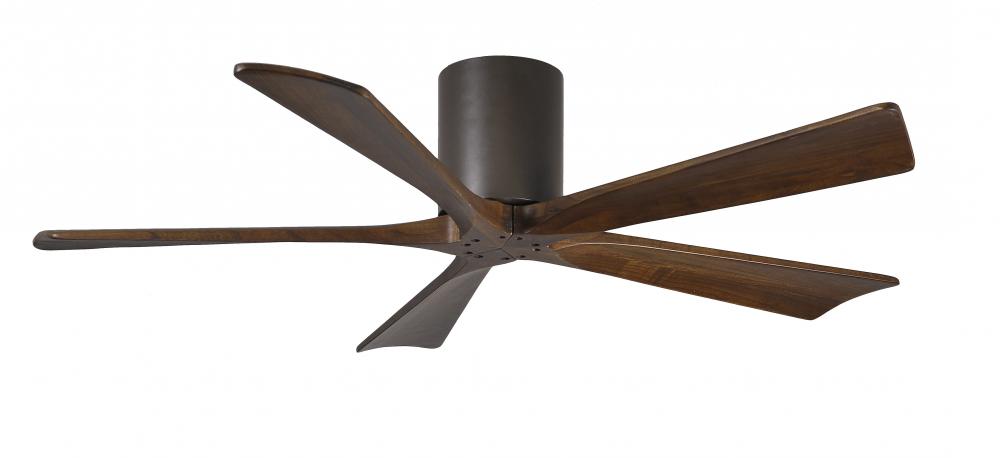 Irene-5H - 52" Five Blade Flush Mount Paddle Fan - Textured Bronze Finish - Walnut Tone Blades