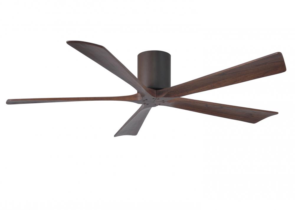 Irene-5H - 60" Five Blade Flush Mount Paddle Fan - Textured Bronze Finish - Walnut Tone Blades