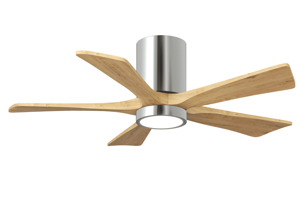 Irene-5HLK - 42" Five Blade Flush Mount Paddle Fan - 5CCT Integrated LED - Polished Chrome Finis