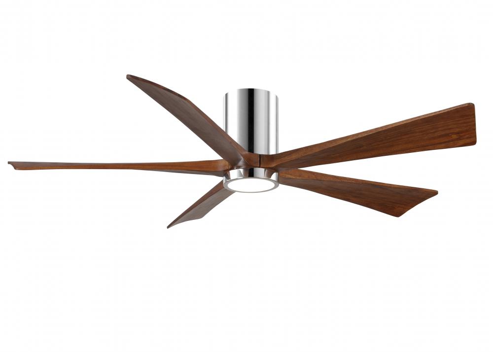 IR5HLK five-blade flush mount paddle fan in Polished Chrome finish with 60” solid walnut tone bl