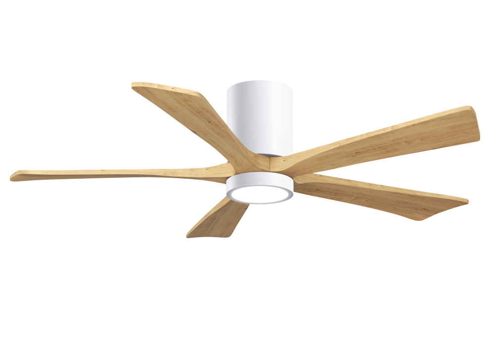 Irene-5HLK - 52" Five Blade Flush Mount Paddle Fan - 5CCT Integrated LED - Gloss White Finish