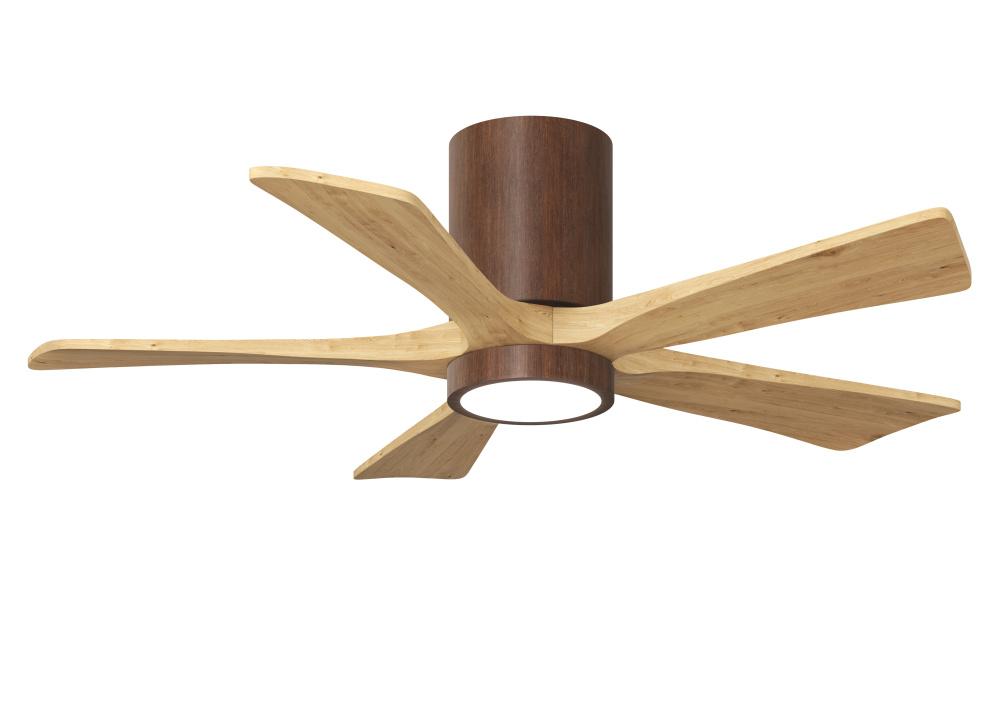 Irene-5HLK - 42" Five Blade Flush Mount Paddle Fan - 5CCT Integrated LED - Walnut Tone Finish