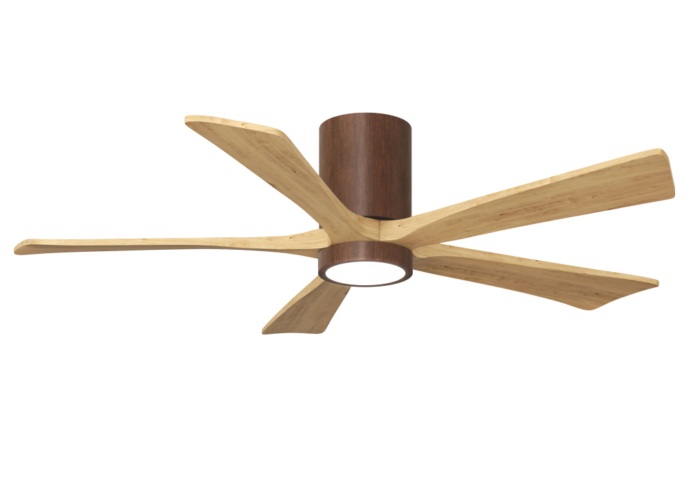 Irene-5HLK-52" Five Blade Flush Mount Paddle Fan-5CCT Integrated LED -Gloss Walnut Tone Finish