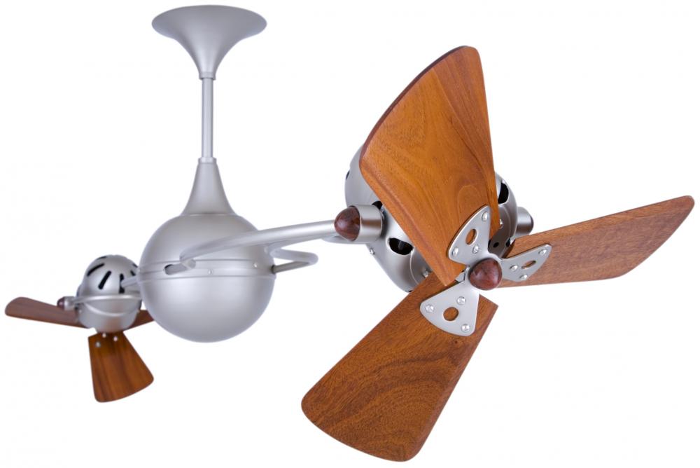 Italo Ventania - Rotational Ceiling Fan - Brushed Nickel Finish - Mahogany Tone Blades