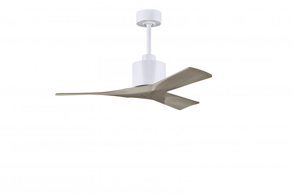 Nan 6-speed ceiling fan in Matte White finish with 42” solid gray ash tone wood blades