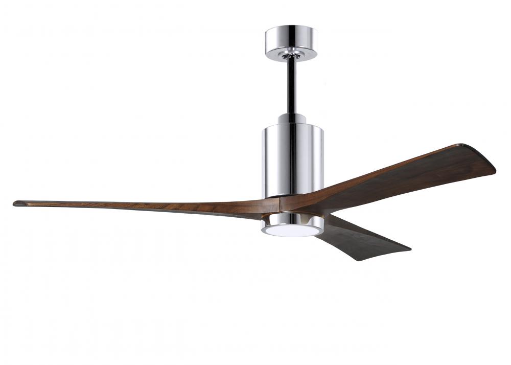 Patricia-3 three-blade ceiling fan in Polished Chrome finish with 60” solid walnut tone blades a