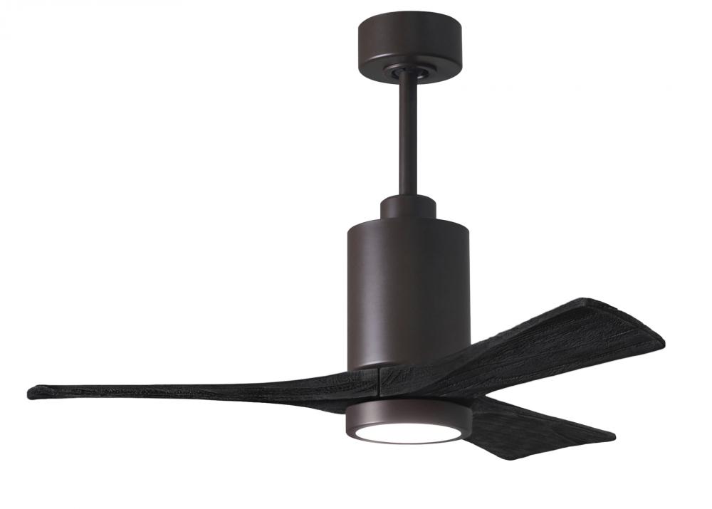 Patricia-3 three-blade ceiling fan in Textured Bronze finish with 42” solid matte black wood bla