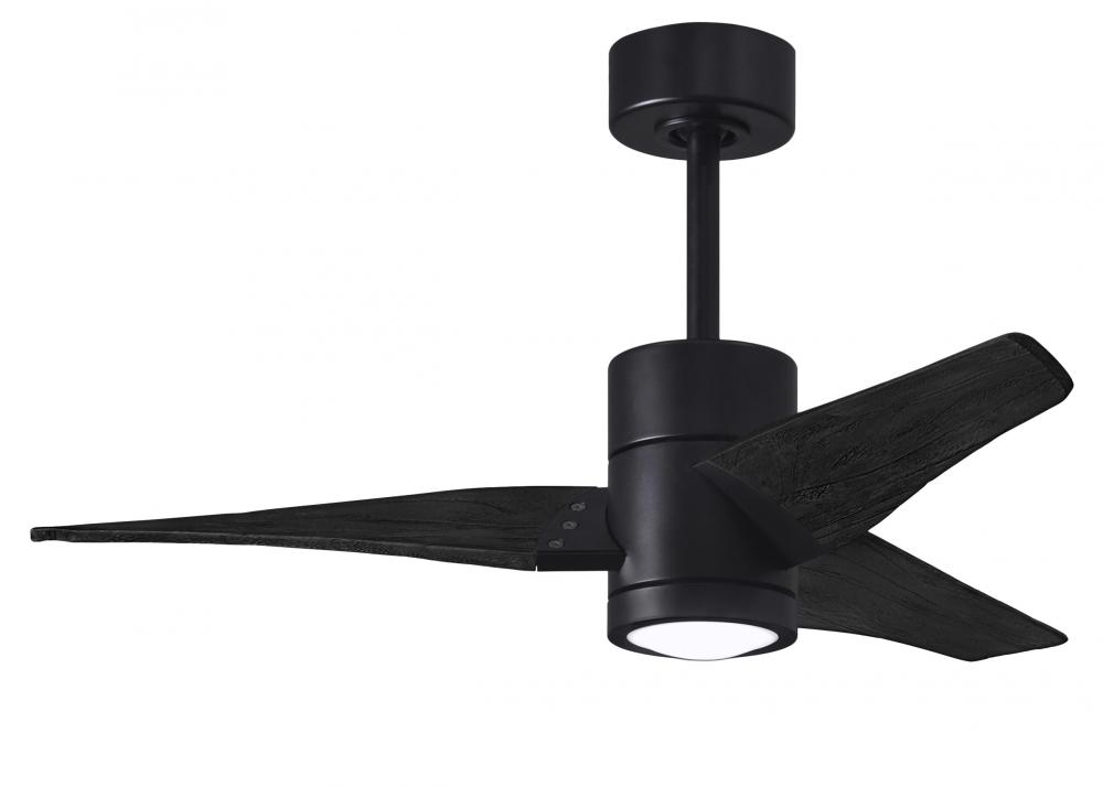 Super Janet three-blade ceiling fan in Matte Black finish with 42” solid matte blade wood blades