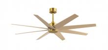Matthews Fan Company AN-BRBR-LM-64 - Ariella - Eight Blade Ceiling Fan - Brushed Brass Finish - Light Maple Tone Blades