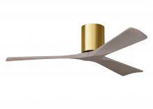 Matthews Fan Company IR3H-BRBR-GA-52 - Irene-3H - Three Blade Flush Mount Paddle Fan - 52" - Brushed Brass Finish - Gray Ash Tone Blade