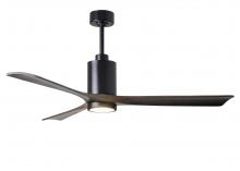 Matthews Fan Company PA3-BK-WA-60 - Patricia-3-60" Three Blade Ceiling Fan-5CCT Integrated LED-Matte Black Finish-Walnut Tone Blades