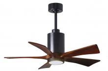 Matthews Fan Company PA5-BK-WA-42 - Patricia-5 five-blade ceiling fan in Matte Black finish with 42” solid walnut tone blades and di