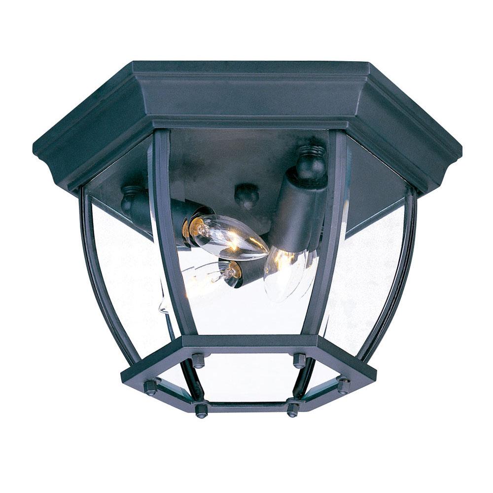 Flushmount Collection Ceiling-Mount 3-Light Outdoor Matte Black Light Fixture