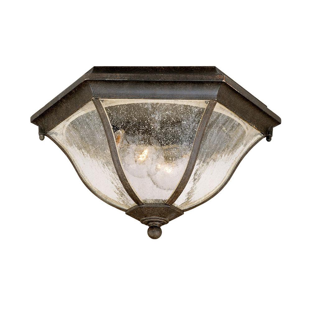Flushmount Collection Ceiling-Mount 2-Light Outdoor Black Coral Light Fixture