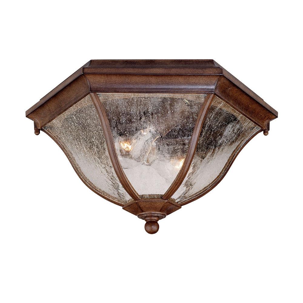 Flushmount Collection Ceiling-Mount 2-Light Outdoor Burled Walnut Light Fixture