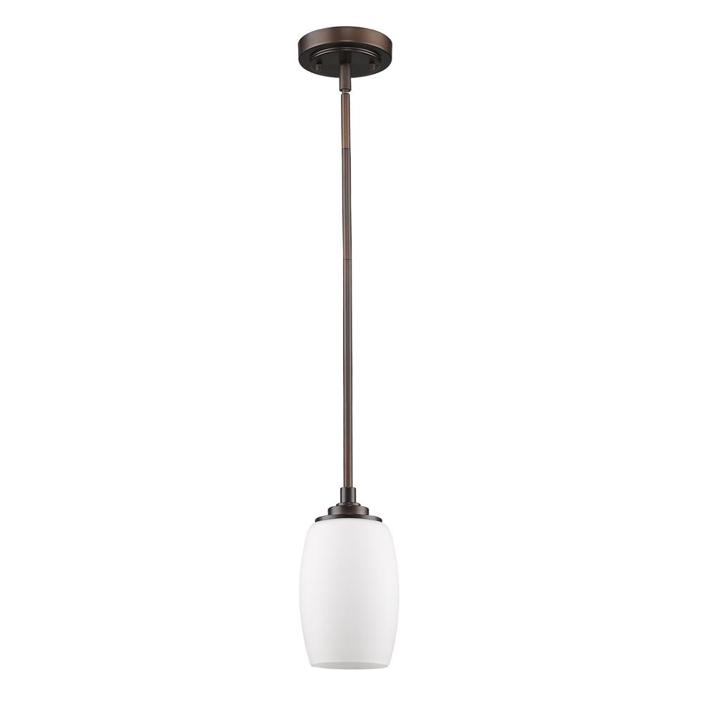 Sophia Indoor 1-Light Mini Pendant W/Glass Shade In Oil Rubbed Bronze