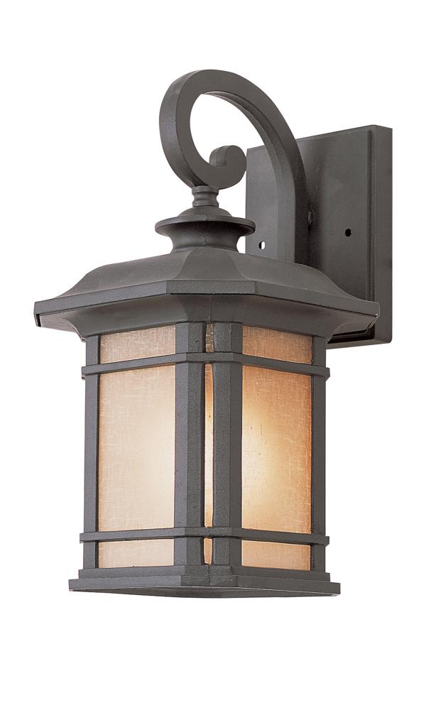 San Miguel Collection, Craftsman Style, Armed Wall Lantern with Tea Stain Glass Windows