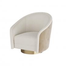 Arteriors Home FRU05 - Aljona Swivel Chair Cream Sherpa Oyster Leather
