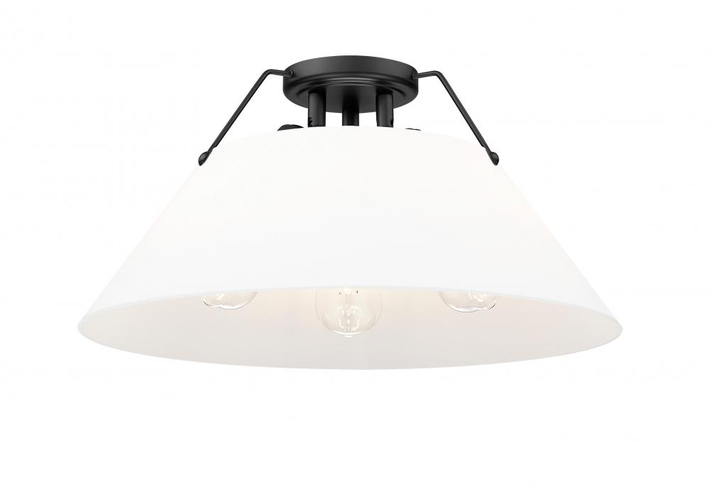 Orwell BLK 3 Light Flush Mount in Matte Black with Opal Glass