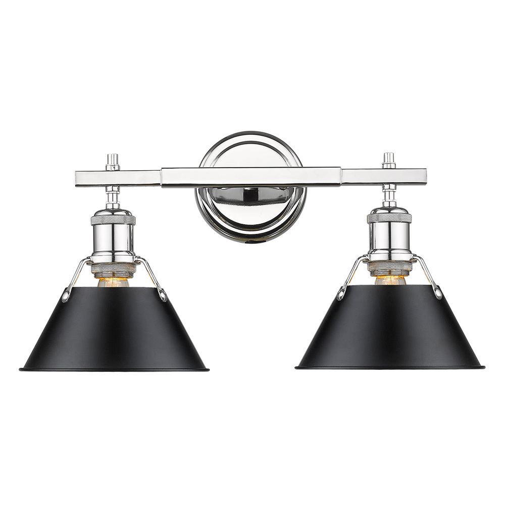 Orwell CH 2 Light Bath Vanity in Chrome with Matte Black shades