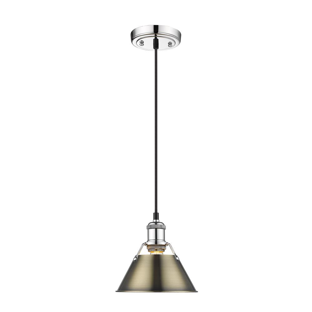 Orwell CH Small Pendant - 7" in Chrome with Aged Brass shade