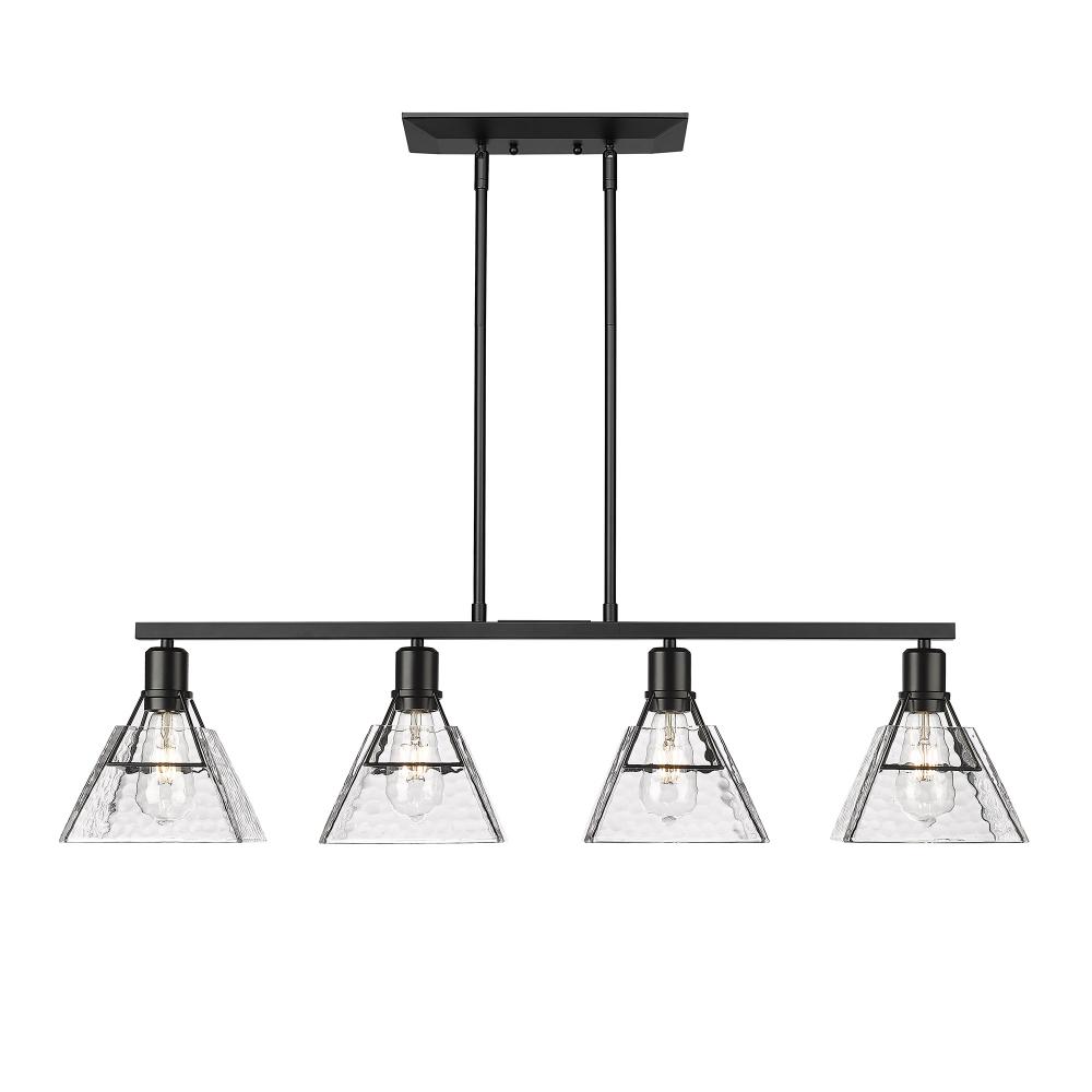 Kepler Linear Pendant in Matte Black with Water Glass Shade
