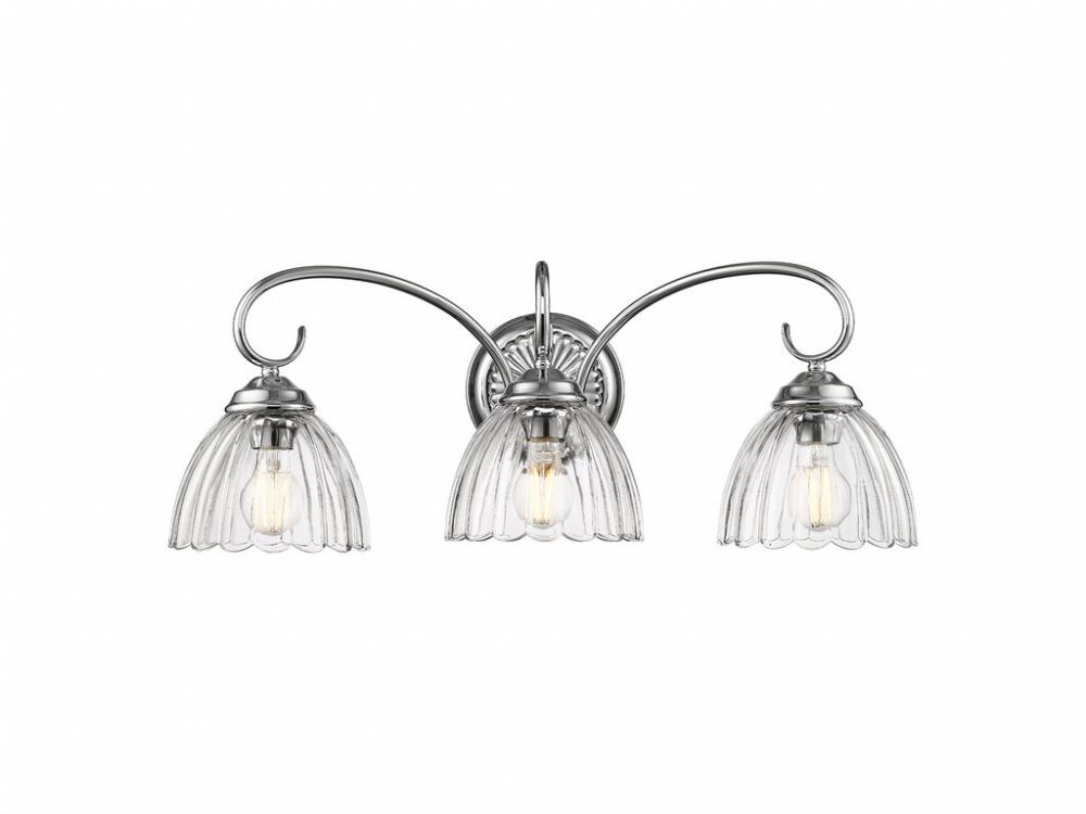 Audra 3-Light Vanity Light in Pewter with Clear Glass