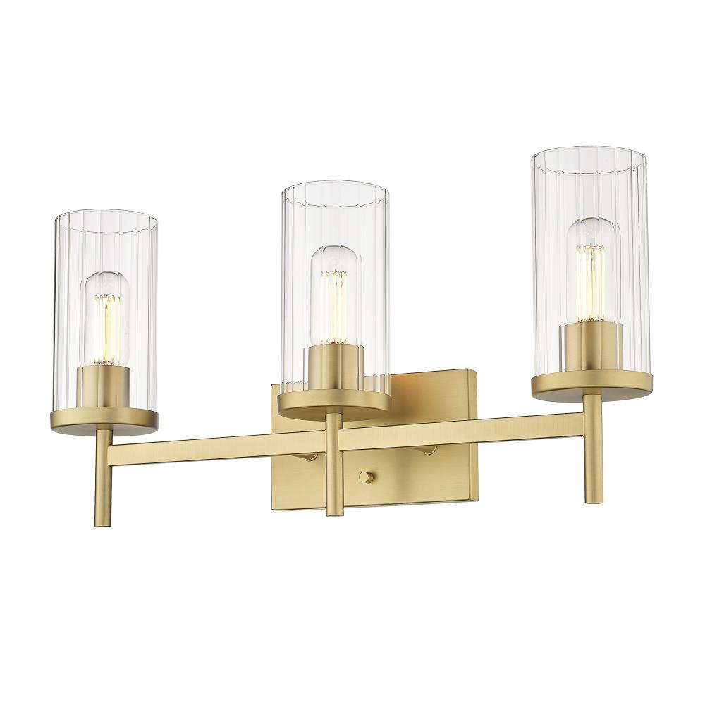 Winslett BCB 3-Light Bath Vanity in Brushed Champagne Bronze with Clear Glass Shade