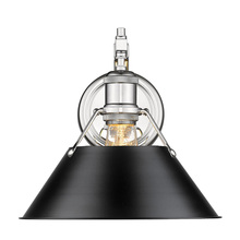 Golden 3306-1W CH-BLK - Orwell CH 1 Light Wall Sconce in Chrome with Matte Black shade