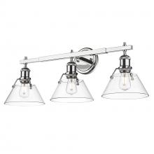 Golden 3306-BA3 CH-CLR - Orwell CH 3 Light Bath Vanity in Chrome with Clear Glass