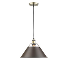 Golden 3306-L AB-RBZ - Orwell AB Large Pendant - 14" in Aged Brass with Rubbed Bronze shade