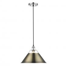 Golden 3306-L CH-AB - Orwell CH Large Pendant - 14" in Chrome with Aged Brass shade