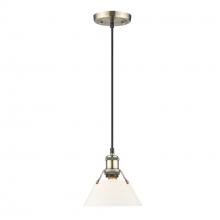 Golden 3306-S AB-OP - Orwell AB Small Pendant - 7" in Aged Brass with Opal Glass