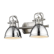 Golden 3602-BA2 PW-CH - Yep by Golden Lighting Duncan 2-light Vanity in Pewter and Chrome shade