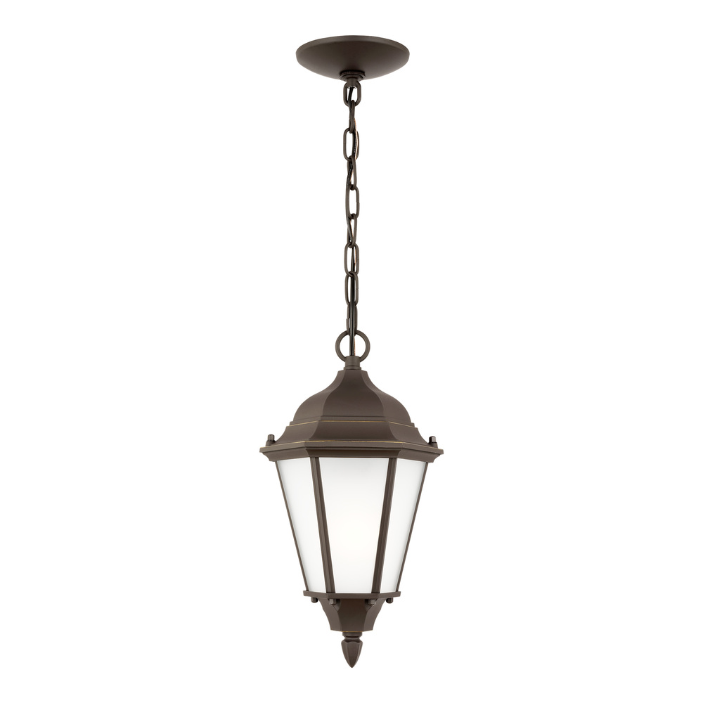 Bakersville traditional 1-light outdoor exterior pendant in antique bronze finish with satin etched