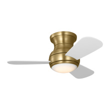 Generation Lighting 3OBSHR32SBD - Orbis 32 Hugger LED Ceiling Fan in Satin Brass with Matte White Blades and Light Kit