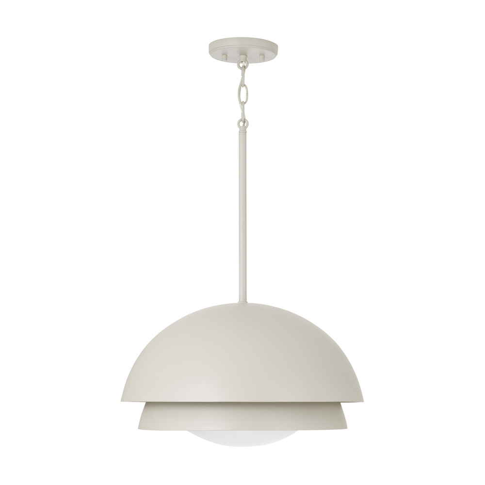 17.25" W x 10.5" H 1-Light Modern Tiered Dome Pendant in Taupe with Soft White Glass Diffuse
