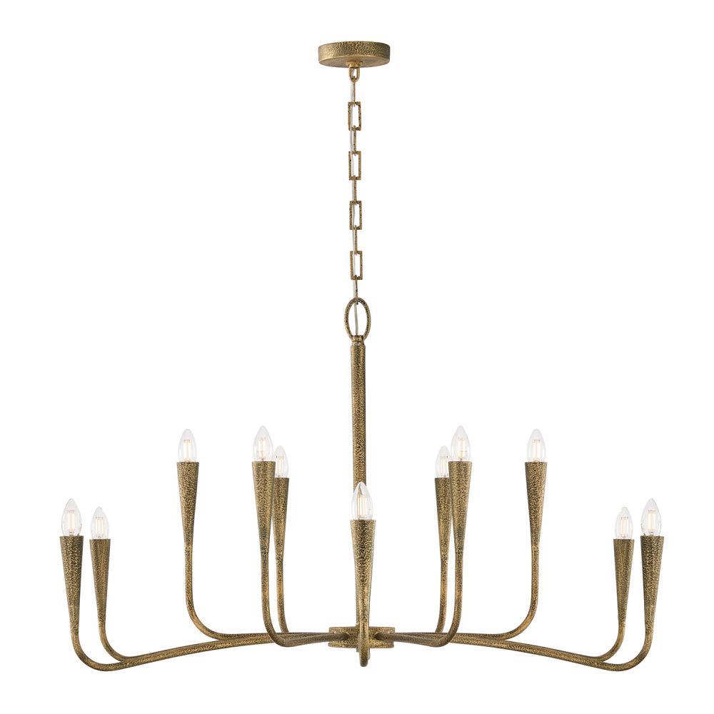 46" W x 24.5" H 12-Light Chandelier in Hand-painted Textured Artisan Gold
